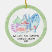 Grootouder Aangepaste namen 2020 Covid Chritsmas Keramisch Ornament (Voorkant)