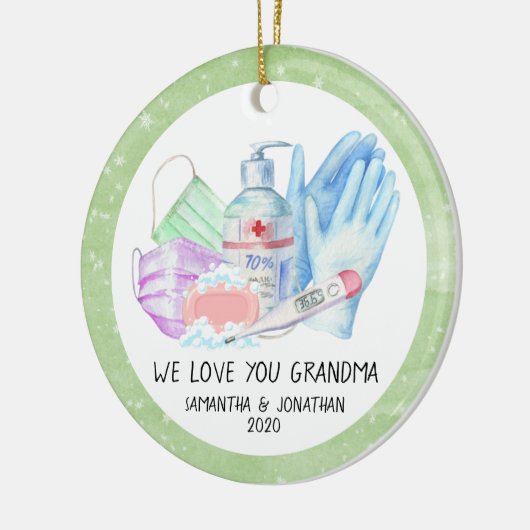 Grootouder Aangepaste namen 2020 Covid Chritsmas Keramisch Ornament (Links)