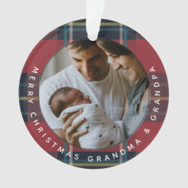 Grootouder Custom 2-foto Plaid Vakantie Kerstmis Ornament