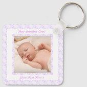 Grootouder dag Lila beste oma ooit foto cadeau Sleutelhanger (Achterkant)