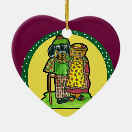Grootouder Doxies Keramisch Ornament (Voorkant)