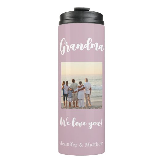 Grootouder Eenvoudig 1 Fotoroze Thermosbeker (Voorkant)