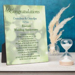 Grootouder Emerald Wedding Jubileum Plaque Fotoplaat