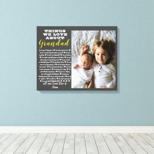 Grootouder foto cadeau alle redenen die je liefheb canvas afdruk (Insitu (Houten vloer))