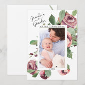 Grootouder kerstfoto Floral Wreator Feestdagenkaart (Voorkant / Achterkant)