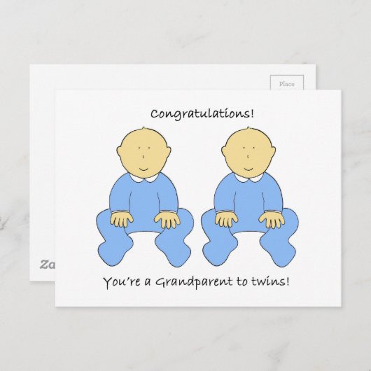 Grootouder voor Twin Boys Gefeliciteerd Briefkaart (Voorkant / Achterkant)