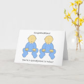 Grootouder voor Twin Boys Gefeliciteerd Kaart (Gele Bloem)