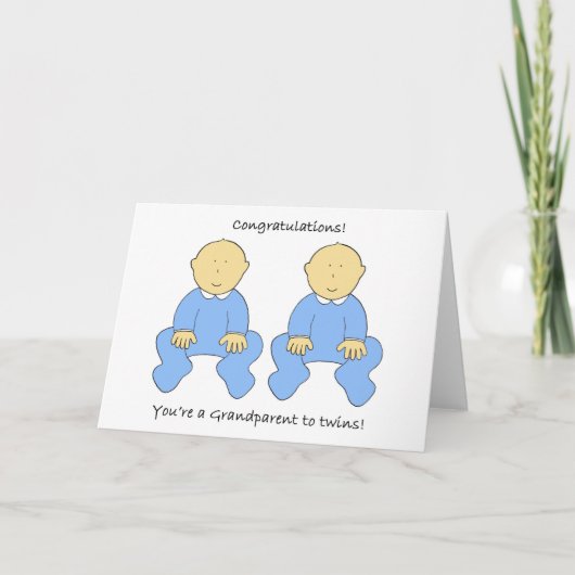 Grootouder voor Twin Boys Gefeliciteerd Kaart (Voorkant)