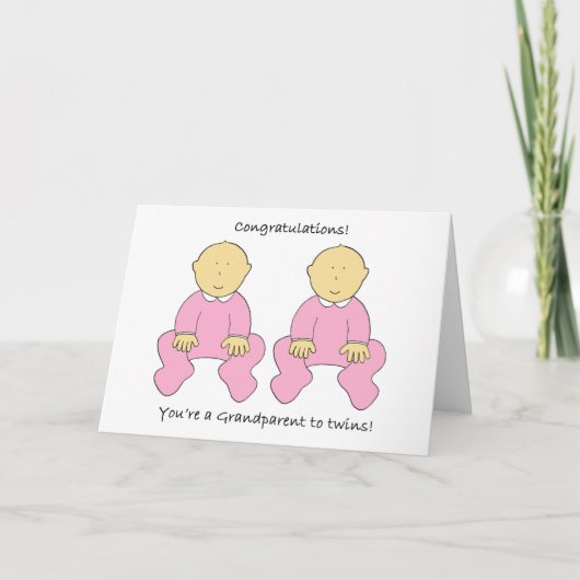 Grootouder voor Twin Girls Gefeliciteerd Kaart (Voorkant)