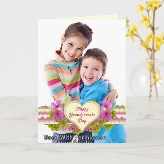 Grootouderdag hart grootmoeder foto kaart (Gele Bloem)