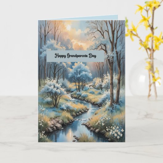 Grootouderdag met blauw bos kaart (Gele Bloem)