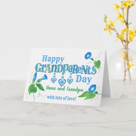 Grootouderdag met de aangepaste naam, ochtendglori kaart (Gele Bloem)