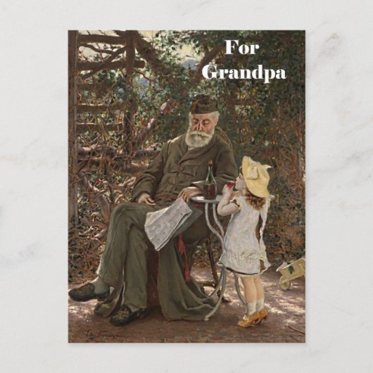 Grootouderdag Opa Kleindochter Schilderij Briefkaart (Voorkant)