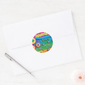 Grootouderdag, sterren en blauwe bloemen ronde sticker (Envelop)