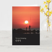 Grootouderdag voor Opi Vist op zonsondergang Kaart (Gele Bloem)