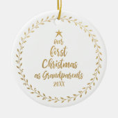 Grootouderfoto voor eerste kerstfeest keramisch ornament (Voorkant)