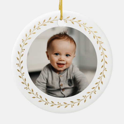 Grootouderfoto voor eerste kerstfeest keramisch ornament (Achterkant)