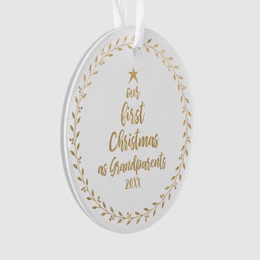 Grootouderfoto voor eerste kerstfeest ornament (voorkant)