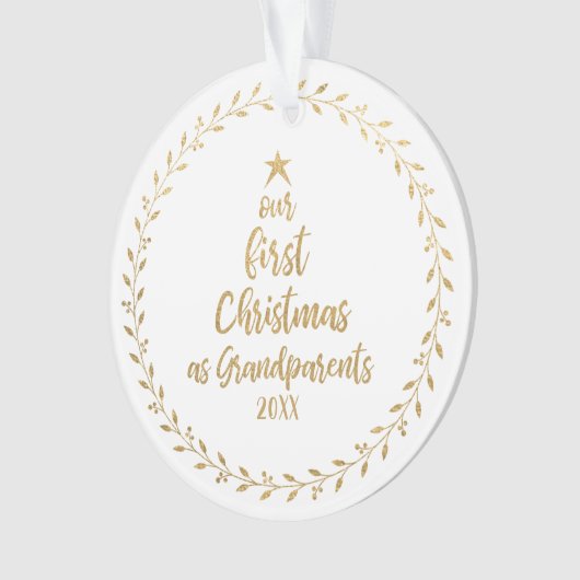Grootouderfoto voor eerste kerstfeest ornament (voorkant)