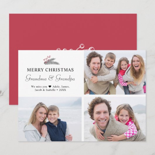 Grootouderfoto's met moderne kerstcadeautjes feestdagenkaart (Voorkant / Achterkant)