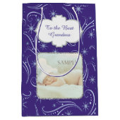 Grootouderfotosjabloon met blauw kerstrondje medium cadeauzakje (Voorkant)