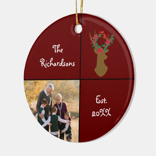 Grootouderliefdeskerstfoto Keramisch Ornament (Links)