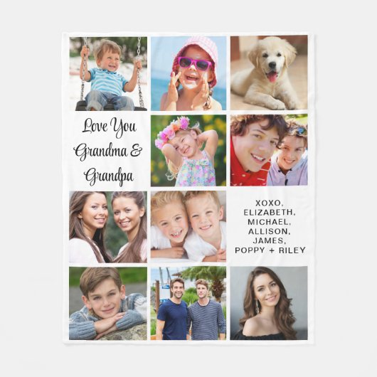 Grootouders 10 Foto Collage Fleece Deken (Voorkant)