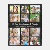 Grootouders 12 Foto Collage Zwart Fleece Deken (Voorkant)