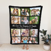 Grootouders 12 Foto Collage Zwart Fleece Deken