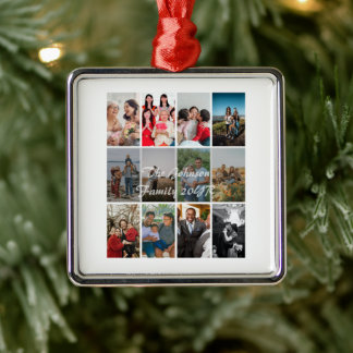 Grootouders 12 Foto Herinneringscollage Sjabloon Metalen Ornament