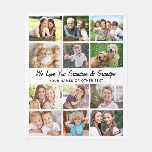 Grootouders 12 Fotocollage Fleece Deken (Voorkant)