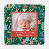 Grootouders 1 kerstbomen Foto groen Keramisch Ornament (Achterkant)