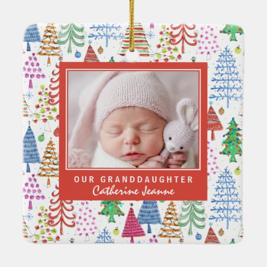 Grootouders 1 kerstbomen foto's keramisch ornament (Achterkant)