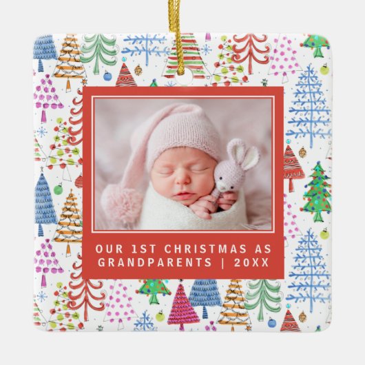 Grootouders 1 kerstbomen foto's keramisch ornament (Voorkant)