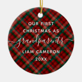 Grootouders 1 kerstfoto Red Green Pset Keramisch Ornament (Voorkant)