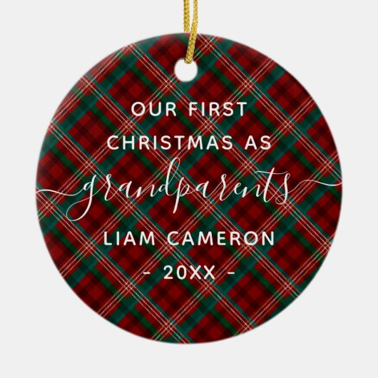 Grootouders 1 kerstfoto Red Green Pset Keramisch Ornament (Voorkant)