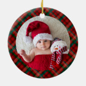 Grootouders 1 kerstfoto Red Green Pset Keramisch Ornament (Achterkant)