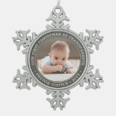 Grootouders 1 Kerstmis Baby Foto grijs en wit Tin Sneeuwvlok Ornament (Voorkant)