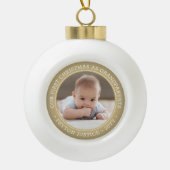 Grootouders 1 Kerstmis Foto Gold en White Keramische Bal Ornament (Voorkant)