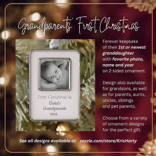 Grootouders 1 Kerstmis Gepersonaliseerde naam Jaar Verzilverd Omlijst Ornament