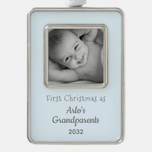 Grootouders 1 Kerstmis Persoonlijke foto Foto Verzilverd Omlijst Ornament (Voorkant)