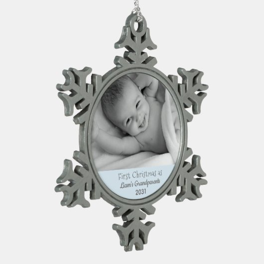 Grootouders 1 Kerstmis Persoonlijke foto Tin Sneeuwvlok Ornament (Links)