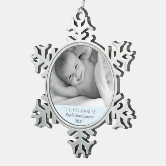 Grootouders 1 Kerstmis Persoonlijke foto Tin Sneeuwvlok Ornament (Rechts)