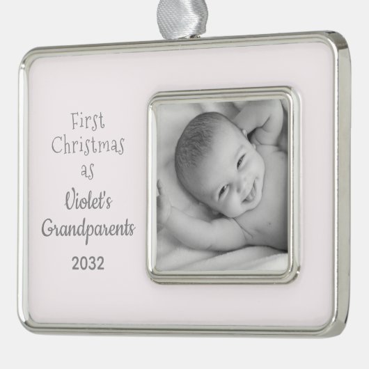 Grootouders 1 Kerstmis Persoonlijke foto Verzilverd Omlijst Ornament (Links)