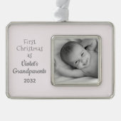 Grootouders 1 Kerstmis Persoonlijke foto Verzilverd Omlijst Ornament (Voorkant)