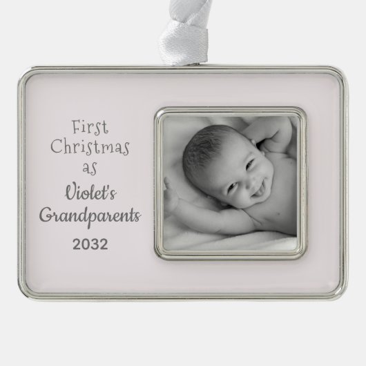 Grootouders 1 Kerstmis Persoonlijke foto Verzilverd Omlijst Ornament (Voorkant)