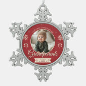 Grootouders 1e eerste kerstfoto tin sneeuwvlok ornament (Voorkant)