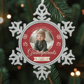Grootouders 1e eerste kerstfoto tin sneeuwvlok ornament