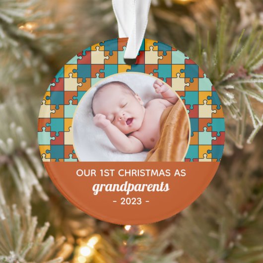 Grootouders 1e Kerst Puzzel Foto Ornament (Boom)