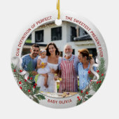 Grootouders 1e kerstdag Classic Silver Lijst Keramisch Ornament (Achterkant)